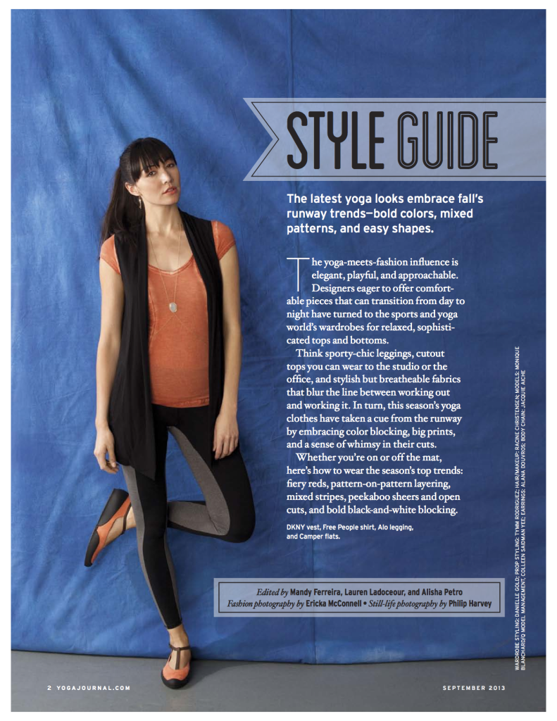 Yoga Journal September 2013 Style Guide by Mandy Ferreira