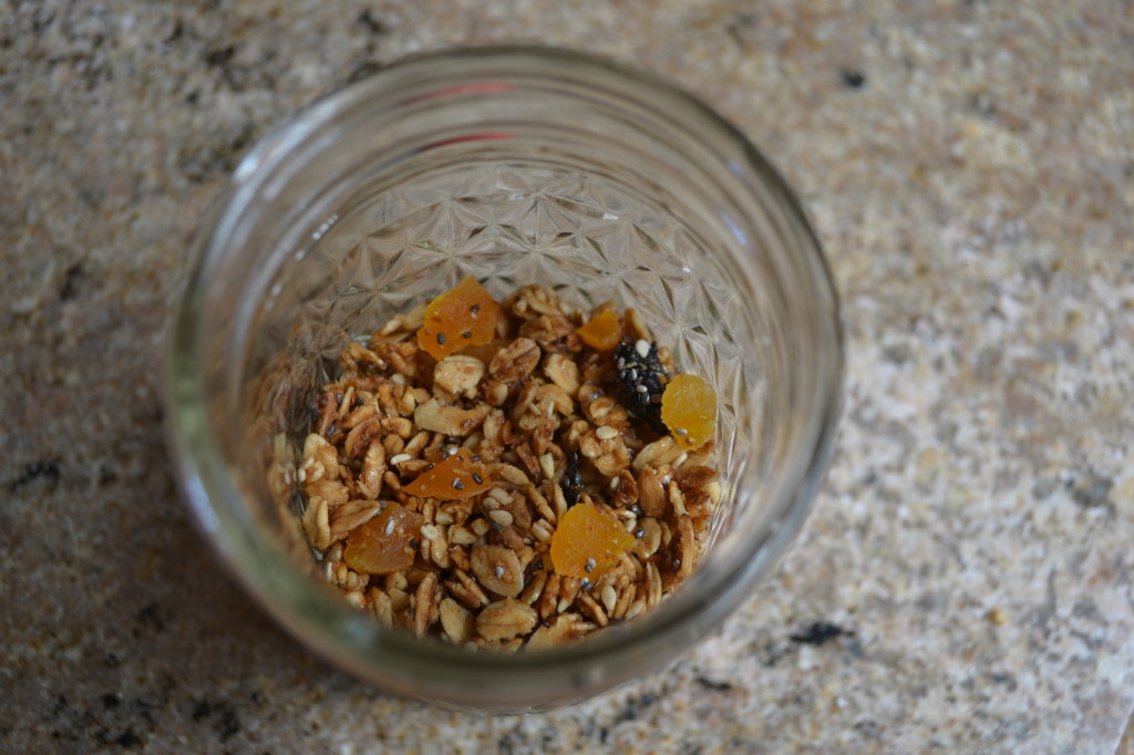 healthy homemade granola in mason jar