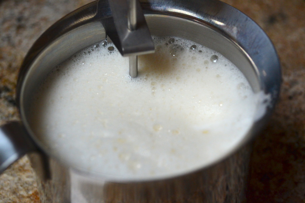 homemade soymilk foam for latte