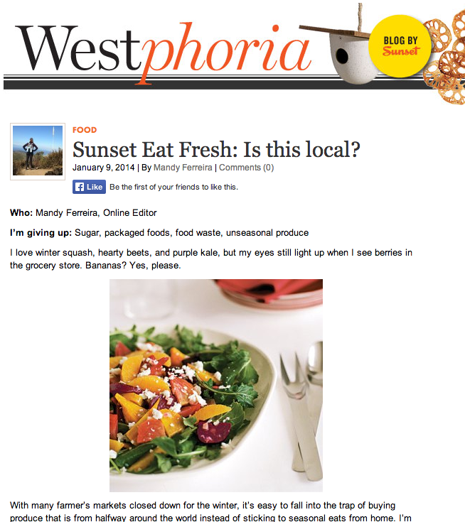 Sunset Westphoria Eat Fresh Challenge 2014 treading lightly