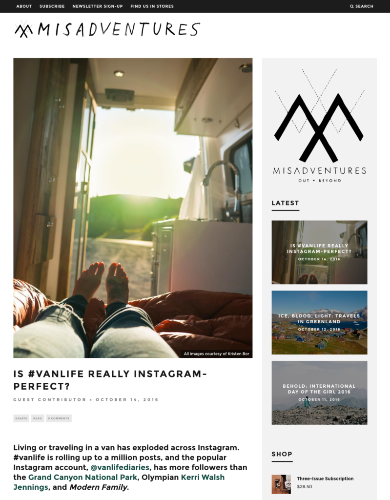 Is #vanlife really Instagram Perfect? Mandy Ferreira for Misadventures October 2016
